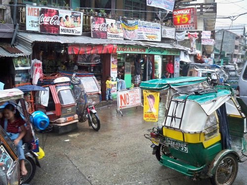 Downtown Banaue with tricycles