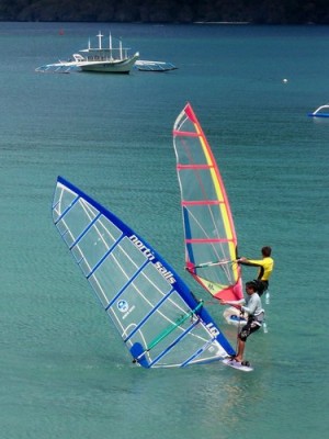 Two Guys Windsurfing