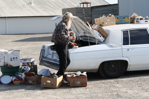 trunk of limo at flea market